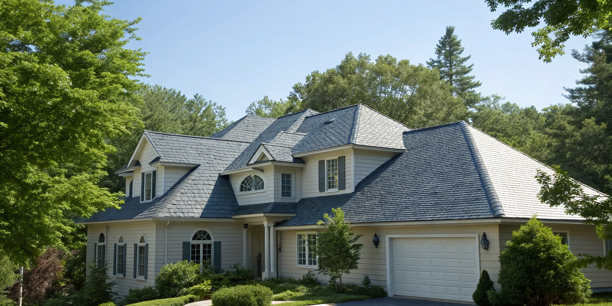 Modern home with a new roof installed by one of the best roofing companies.