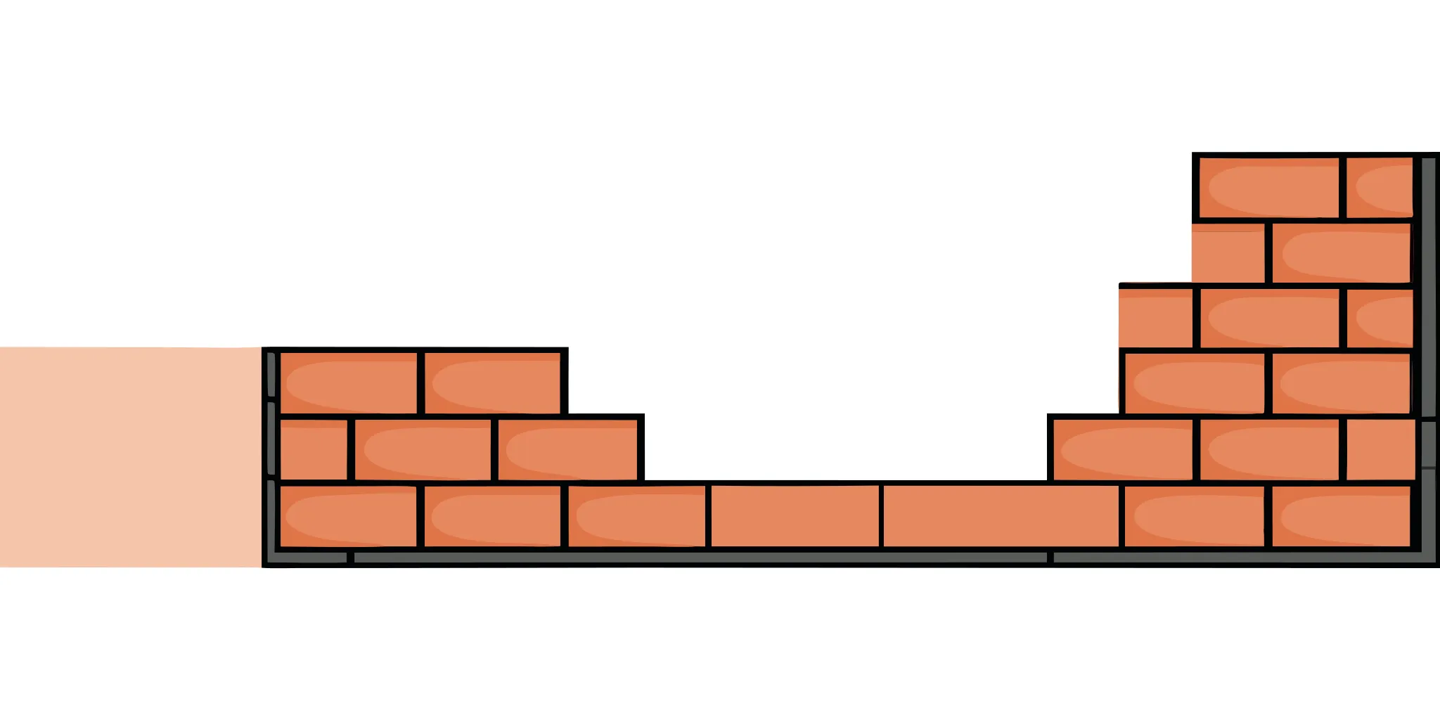 Restored mortar joints beside weathered brickwork