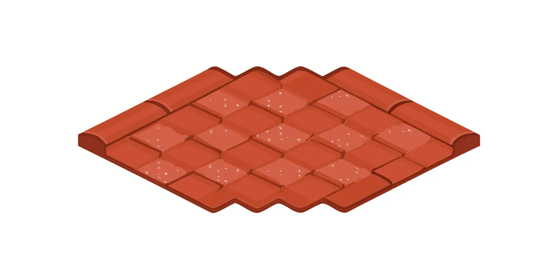 A selection of red clay tiles, a durable commercial roofing material.