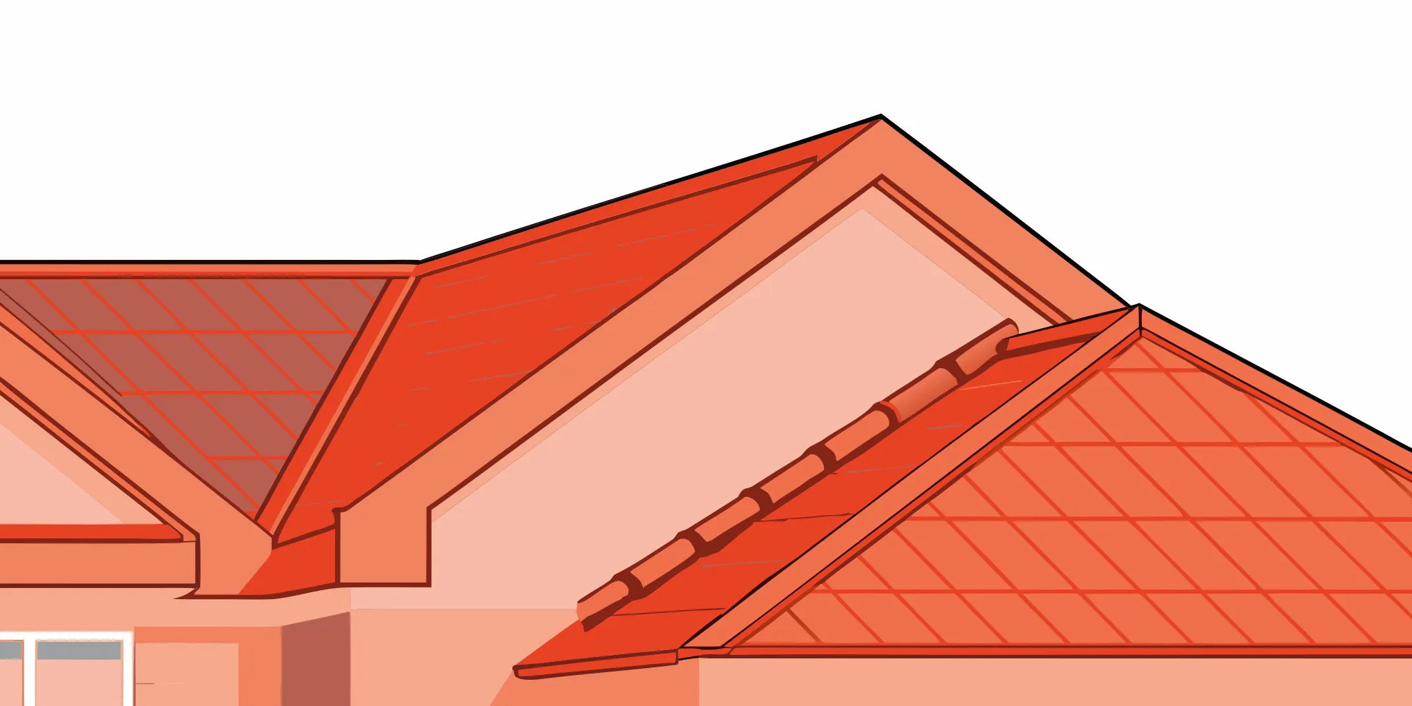 A complex red tile roof, a key factor in the cost to fix a leaking roof.