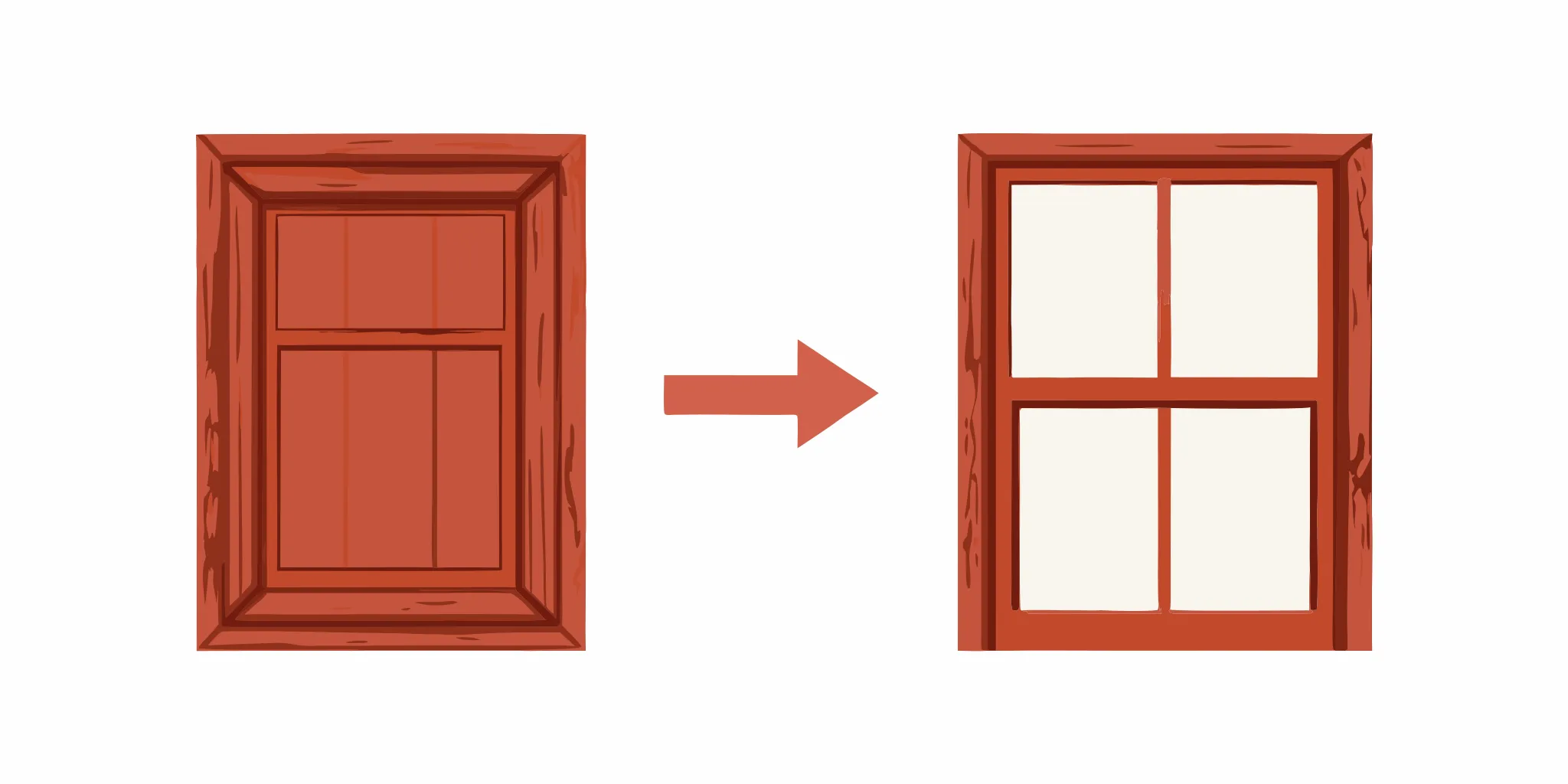 Side-by-side comparison of replacement window insert versus full frame new construction window installation
