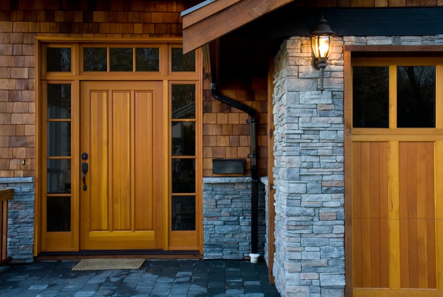 Stone veneer included in home exterior design