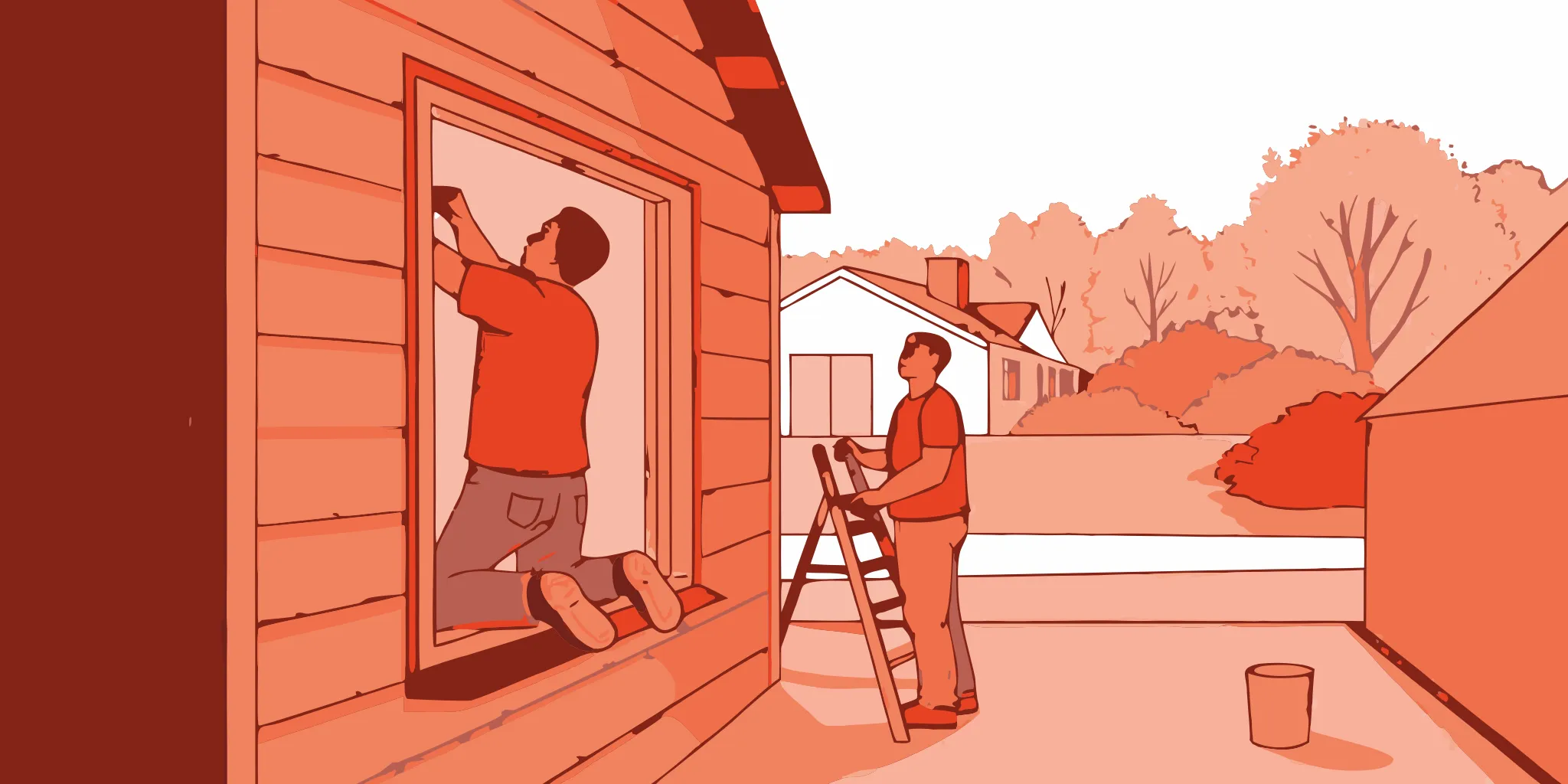 Professional installers fitting a new replacement window into a New Jersey home exterior