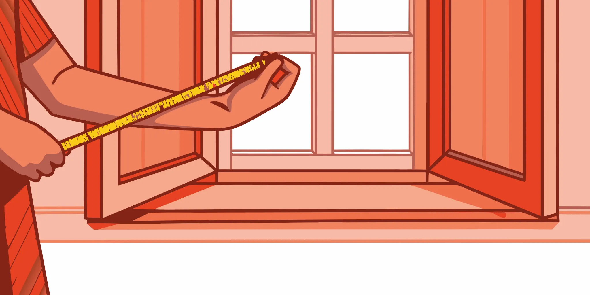 Window contractor measuring a window opening with a tape measure during a New Jersey consultation