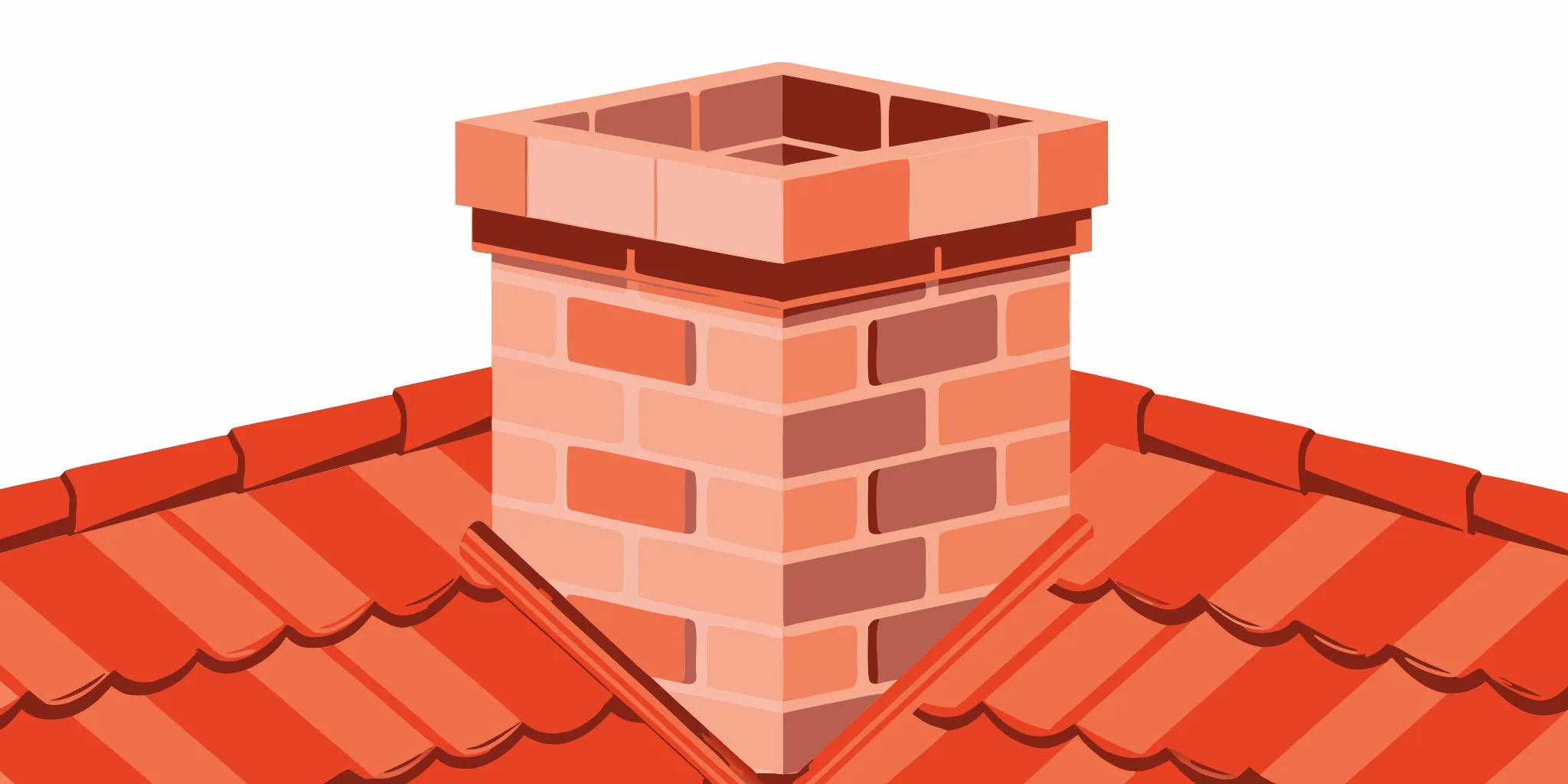 A masonry chimney with cracked bricks and crumbling mortar joints needing repair.