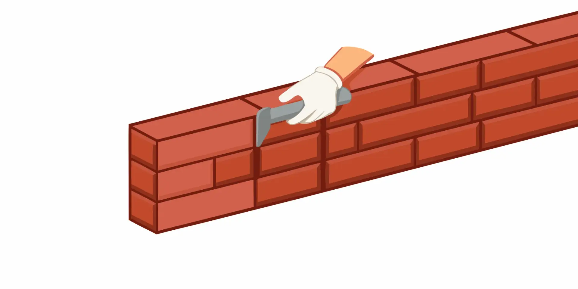 A hand applying fresh mortar to a brick wall during a masonry repair.