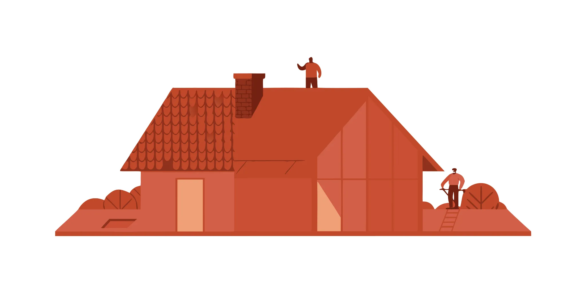 Roofing contractors working on the process of a new roof installation.