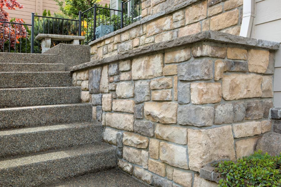 Stone veneer on the side of a home