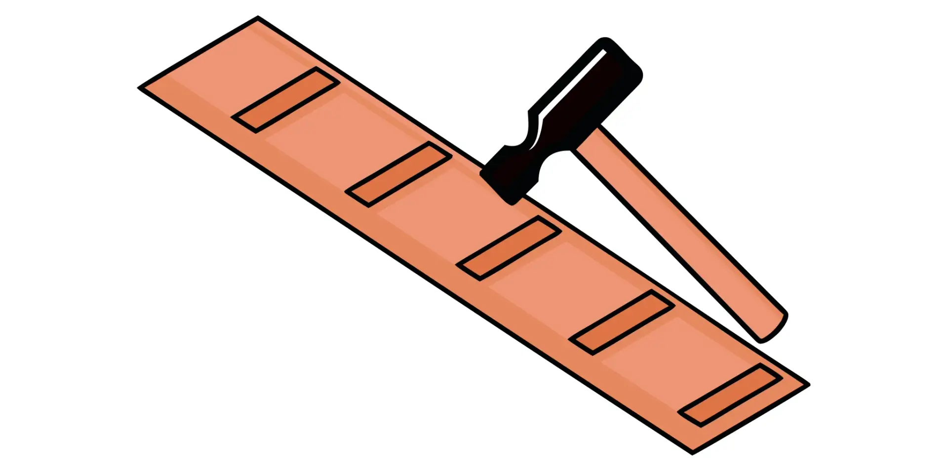 Vinyl siding starter strip installation using a hammer for a level start.