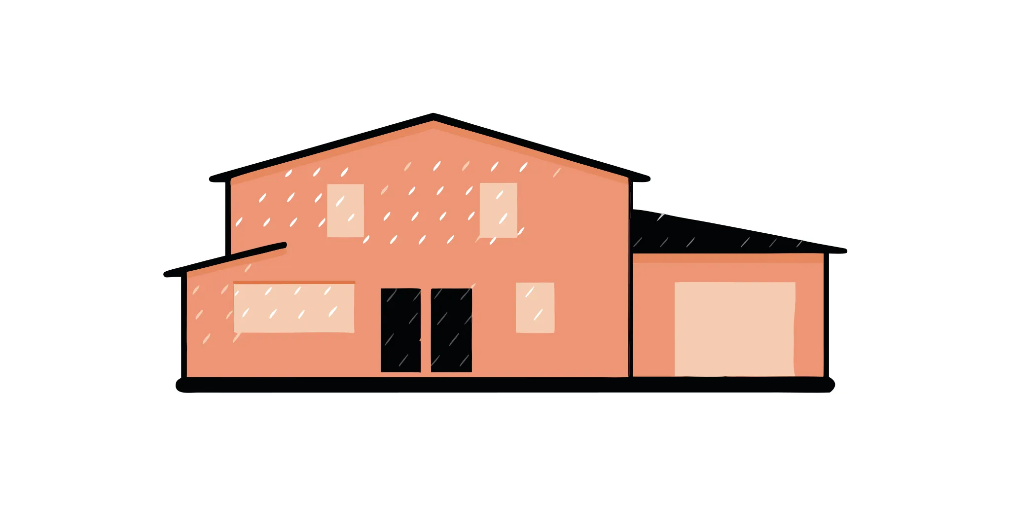 Effective waterproofing protects a modern home with a flat roof from heavy rain.