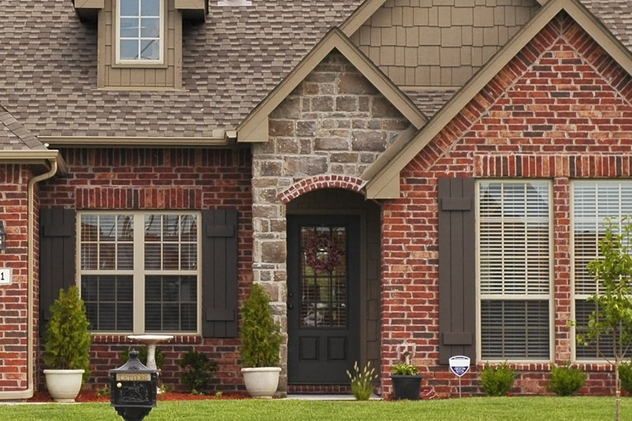 Brickface siding on front of house