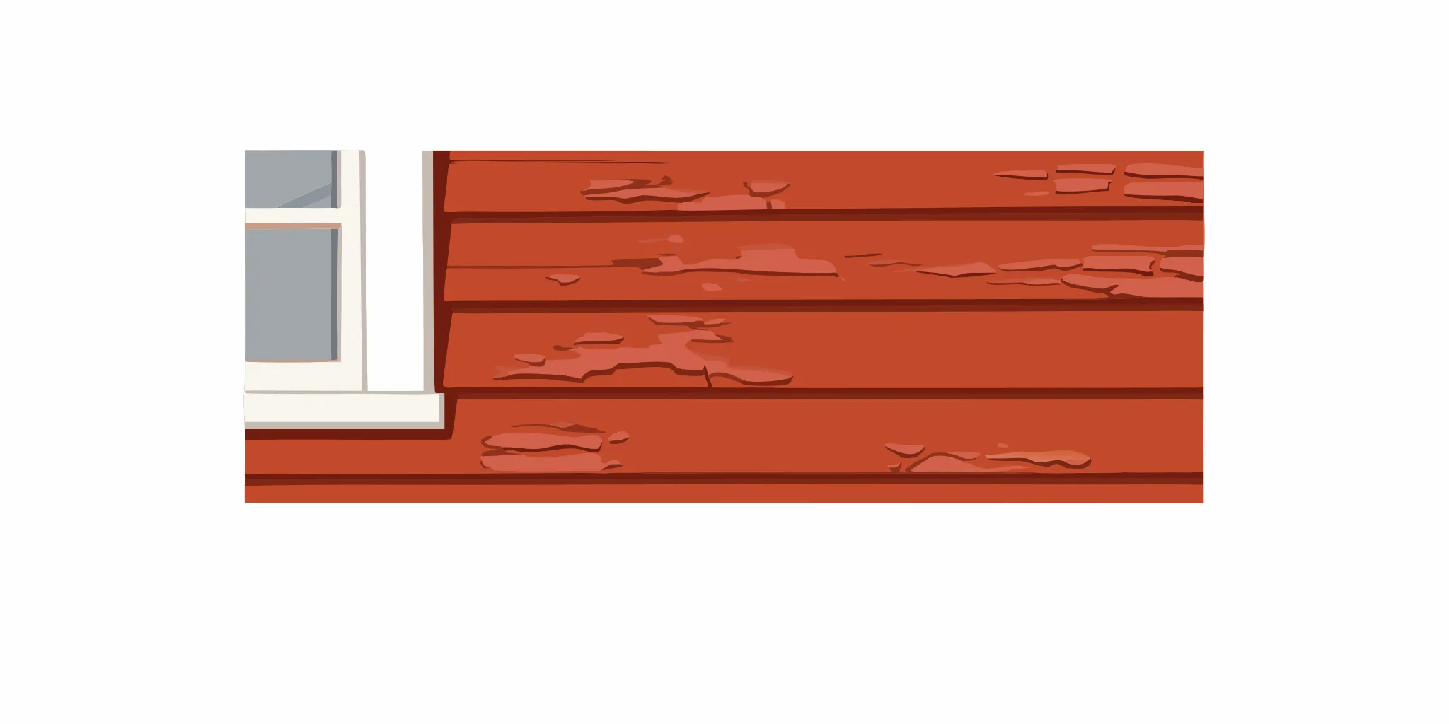 Peeling exterior paint on New Jersey wood siding showing curled flakes and exposed wood beneath the coating
